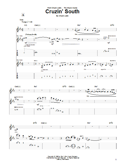 Chuck Loeb Cruzin' South sheet music notes and chords. Download Printable PDF.