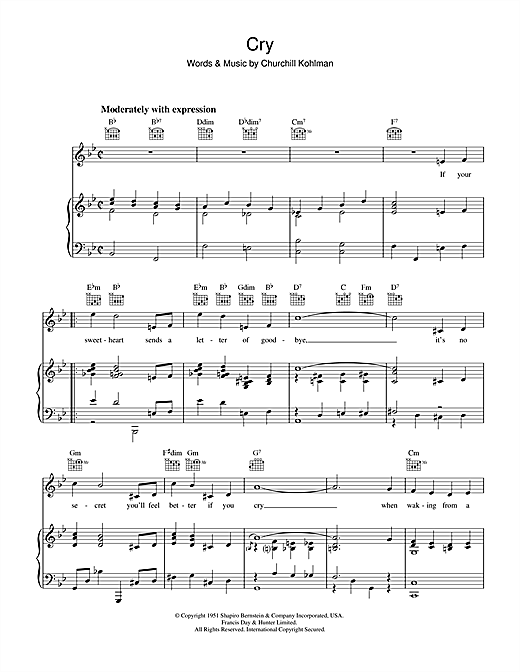 Churchill Kohlman Cry sheet music notes and chords. Download Printable PDF.