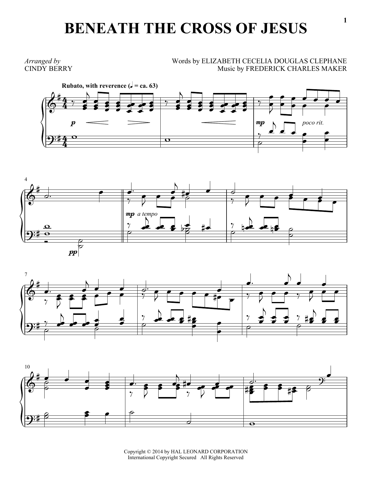 Learn to play Cindy Berry Beneath The Cross Of Jesus sheet music for Piano Solo in minutes. Cindy Berry Beneath The Cross Of Jesus sheet music notes and chords. Download Printable PDF.