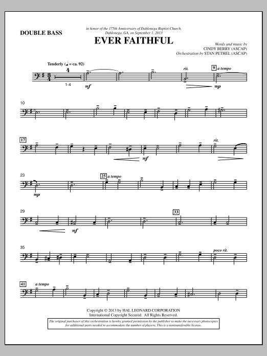 Learn to play Cindy Berry Ever Faithful - Double Bass sheet music for Choir Instrumental Pak in minutes. Cindy Berry Ever Faithful - Double Bass sheet music notes and chords. Download Printable PDF.