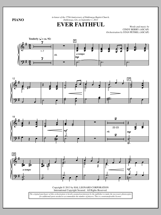 Learn to play Cindy Berry Ever Faithful - Piano sheet music for Choir Instrumental Pak in minutes. Cindy Berry Ever Faithful - Piano sheet music notes and chords. Download Printable PDF.
