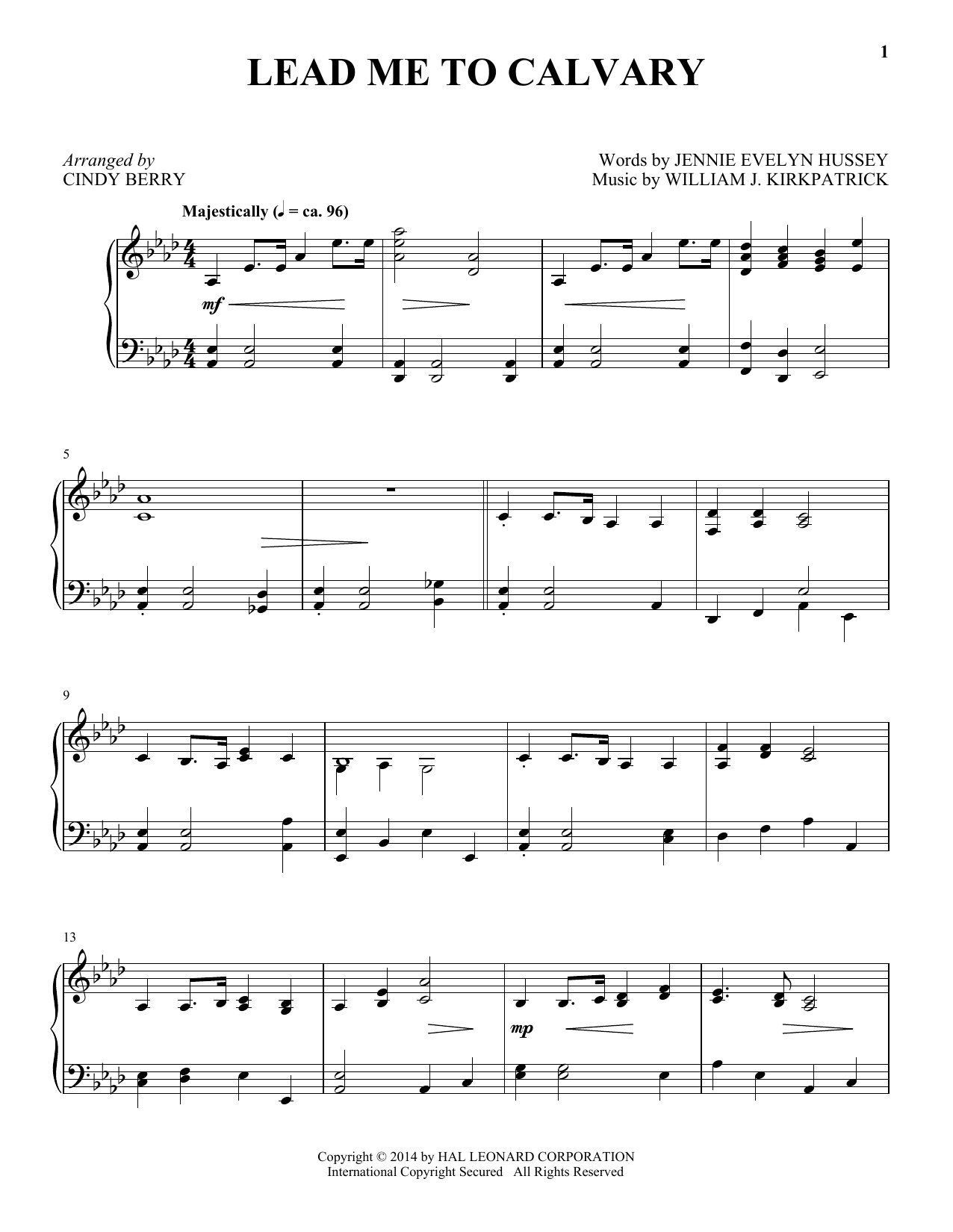 Learn to play Cindy Berry Lead Me To Calvary sheet music for Piano Solo in minutes. Cindy Berry Lead Me To Calvary sheet music notes and chords. Download Printable PDF.