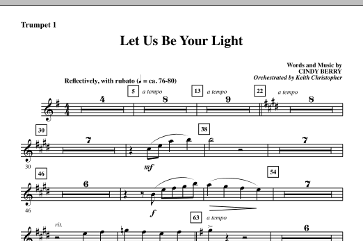 Learn to play Cindy Berry Let Us Be Your Light - Bb Trumpet 1 sheet music for Choir Instrumental Pak in minutes. Cindy Berry Let Us Be Your Light - Bb Trumpet 1 sheet music notes and chords. Download Printable PDF.