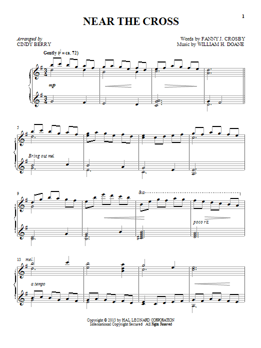 Cindy Berry Near The Cross sheet music notes and chords. Download Printable PDF.