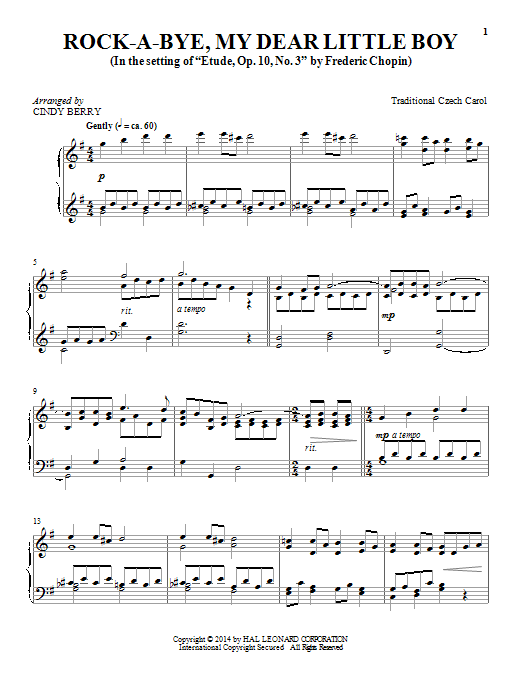 Cindy Berry Rock-a-Bye, My Dear Little Boy sheet music notes and chords. Download Printable PDF.