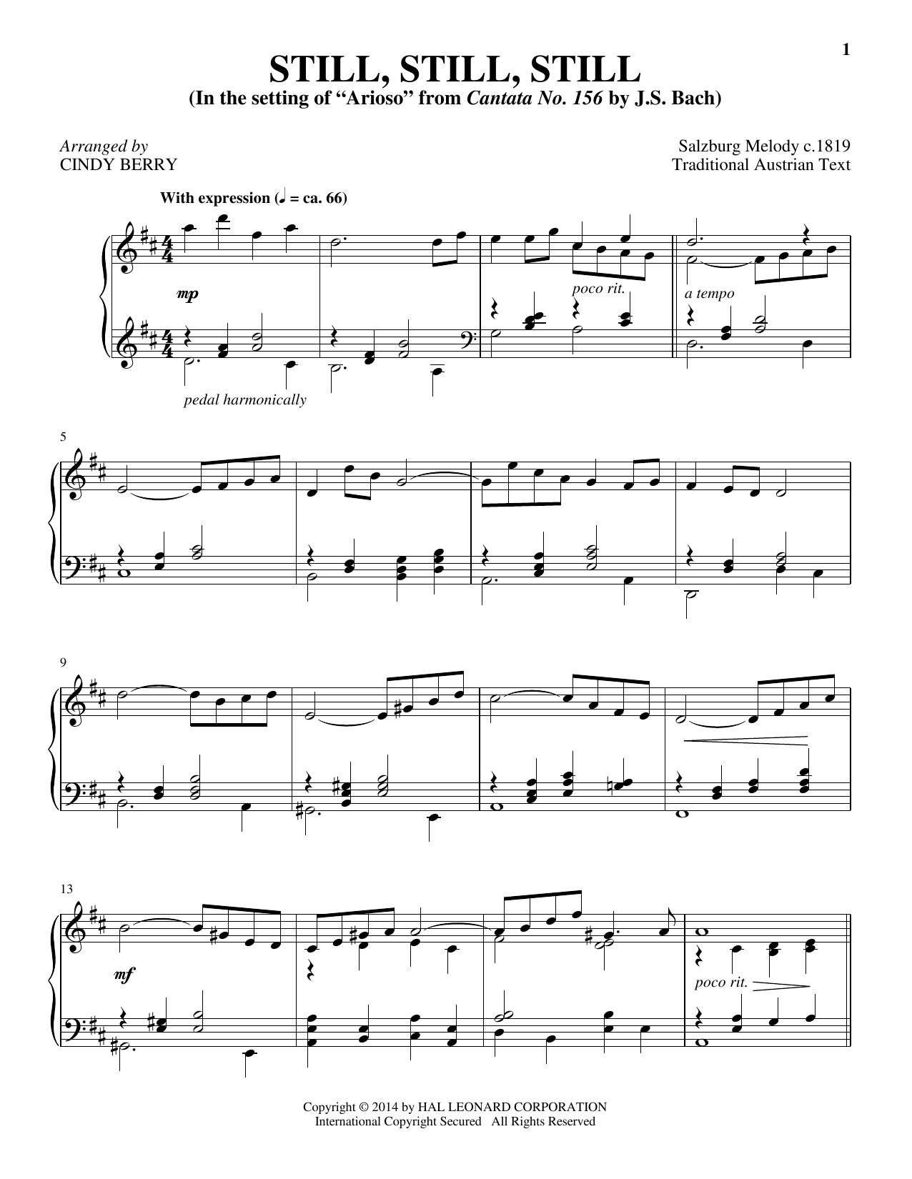 Cindy Berry Still, Still, Still sheet music notes and chords. Download Printable PDF.