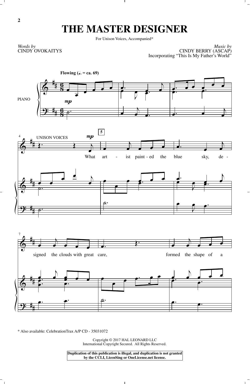 Cindy Berry The Master Designer sheet music notes and chords. Download Printable PDF.