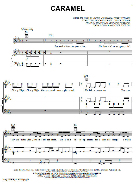 City High Caramel (feat. Eve) sheet music notes and chords. Download Printable PDF.