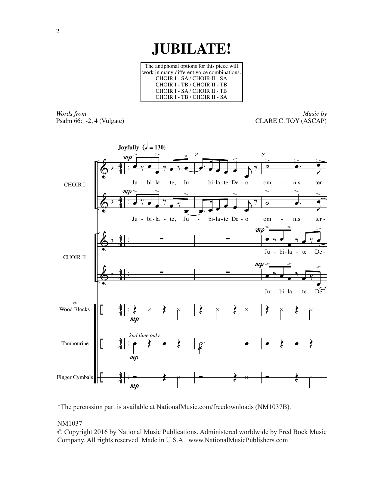 Clare C. Toy Jubilate! sheet music notes and chords. Download Printable PDF.