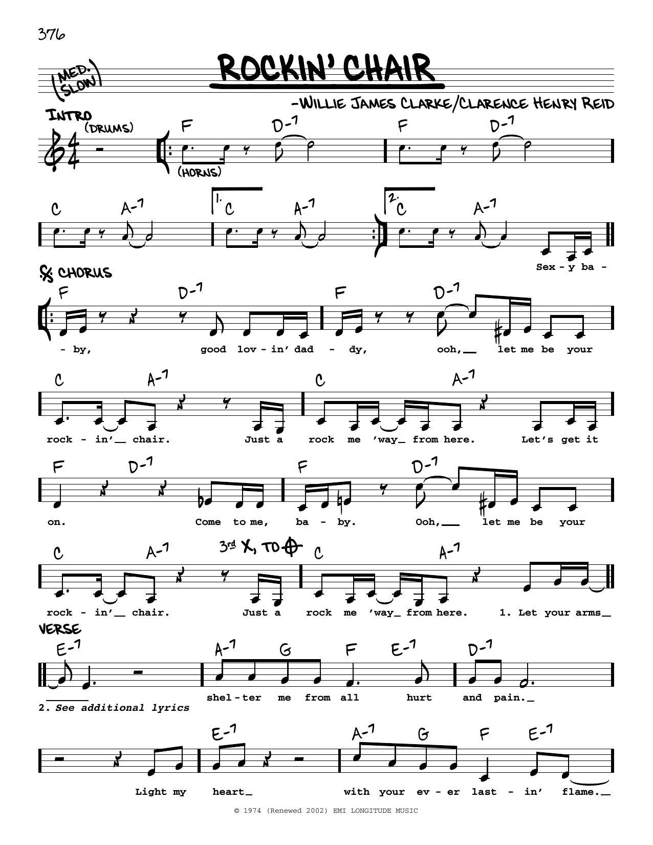 Clarence Henry Reid Rockin' Chair sheet music notes and chords. Download Printable PDF.