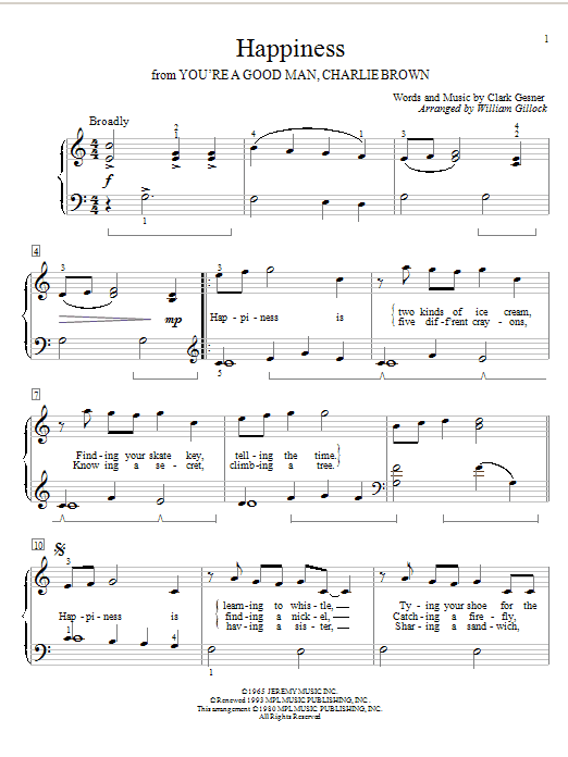 Clark Gesner Happiness sheet music notes and chords. Download Printable PDF.