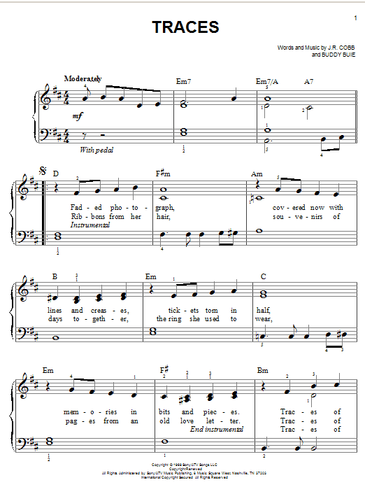 Classics IV Traces sheet music notes and chords. Download Printable PDF.