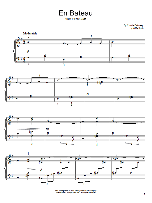 Claude Debussy En Bateau sheet music notes and chords. Download Printable PDF.