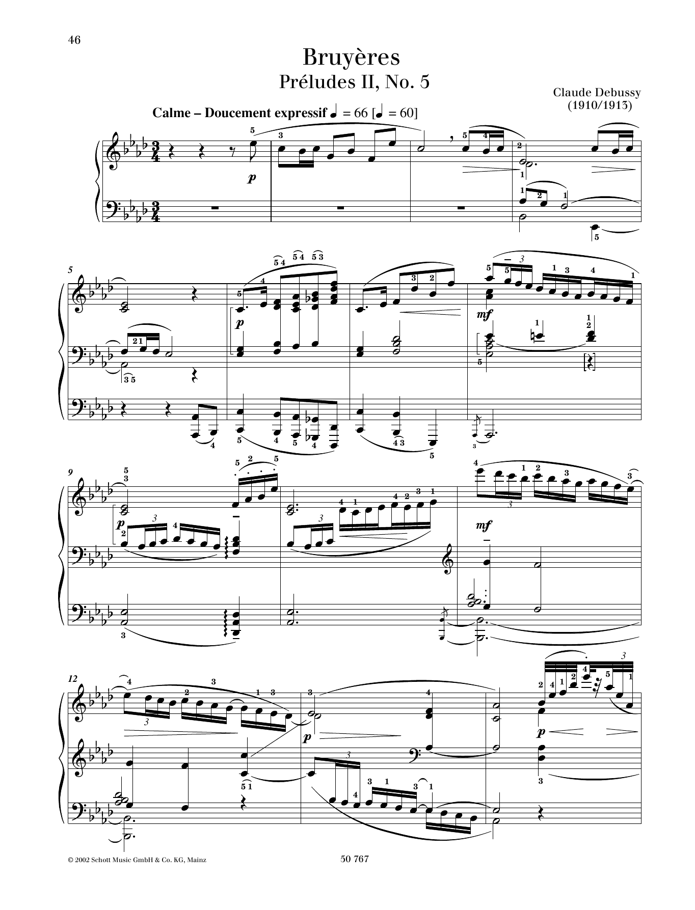 Claude Debussy Bruyères sheet music notes and chords. Download Printable PDF.