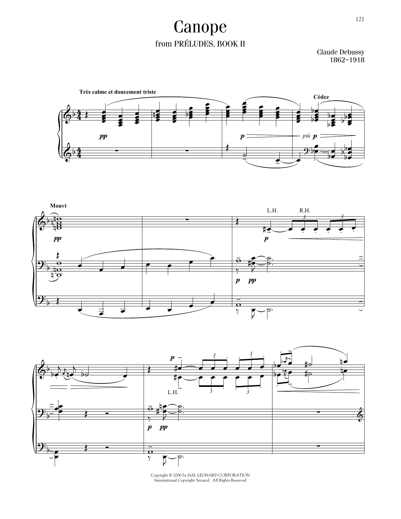 Claude Debussy Canope sheet music notes and chords. Download Printable PDF.