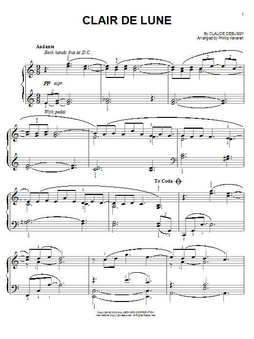 Claude Debussy Clair De Lune Sheet Music For Easy Piano Download Printable Pdf Score