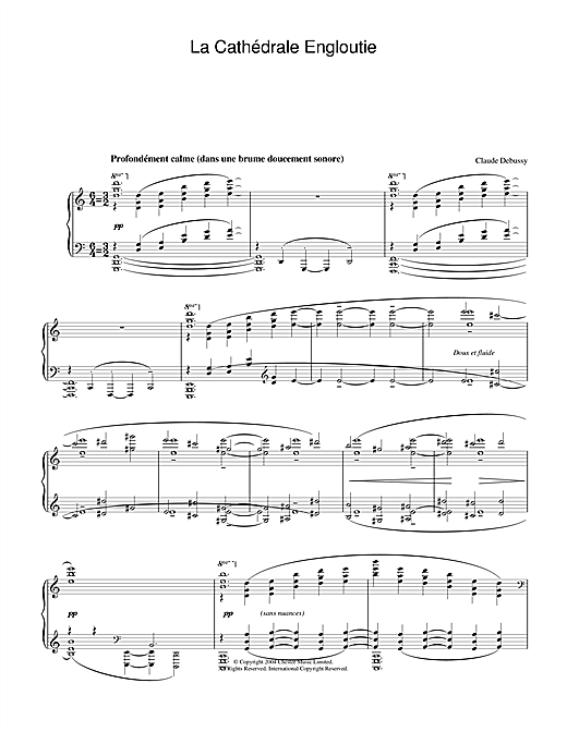 Claude Debussy La Cathédrale Engloutie sheet music notes and chords. Download Printable PDF.