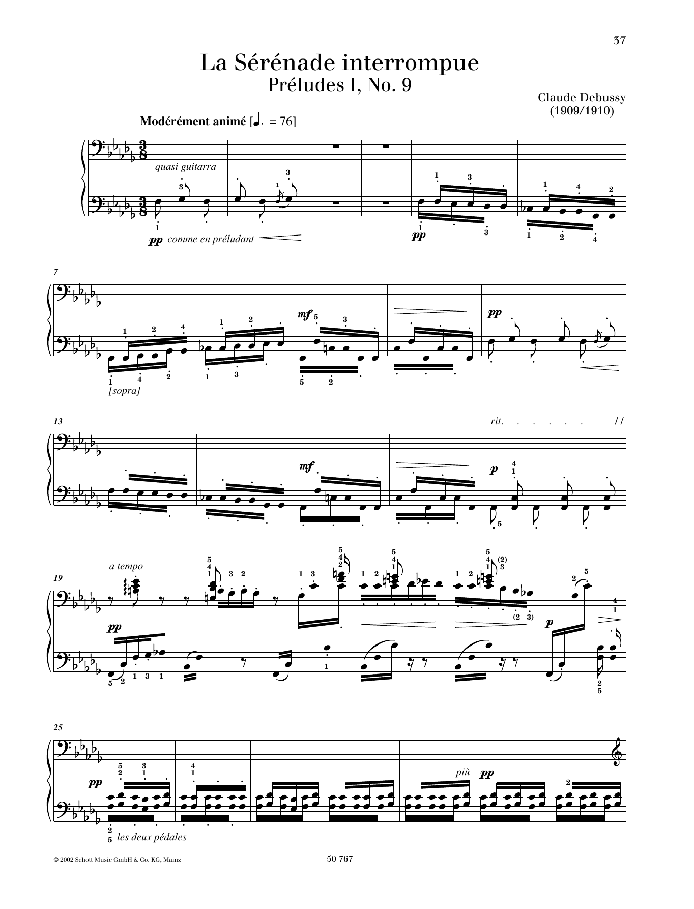 Claude Debussy La Serenade Interrompue sheet music notes and chords. Download Printable PDF.