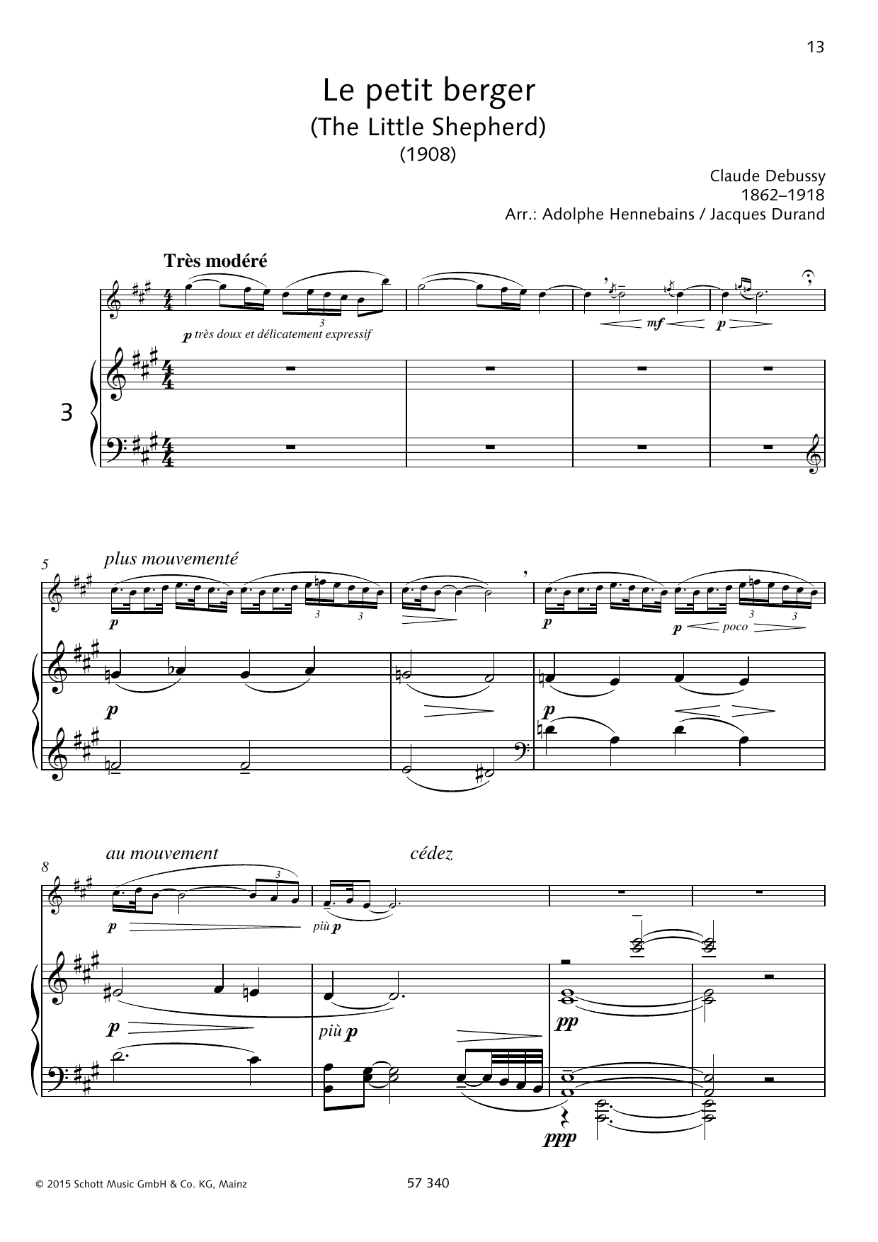 Claude Debussy Le petit berger sheet music notes and chords. Download Printable PDF.