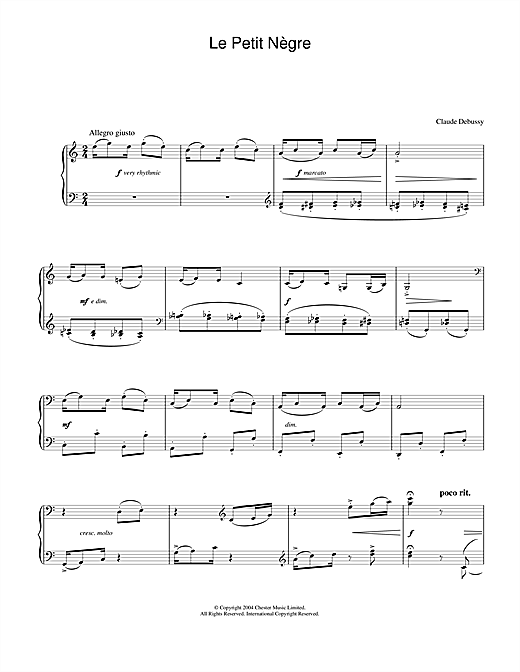 Learn to play Claude Debussy Le Petit Nègre sheet music for Piano Solo in minutes. Claude Debussy Le Petit Nègre sheet music notes and chords. Download Printable PDF.