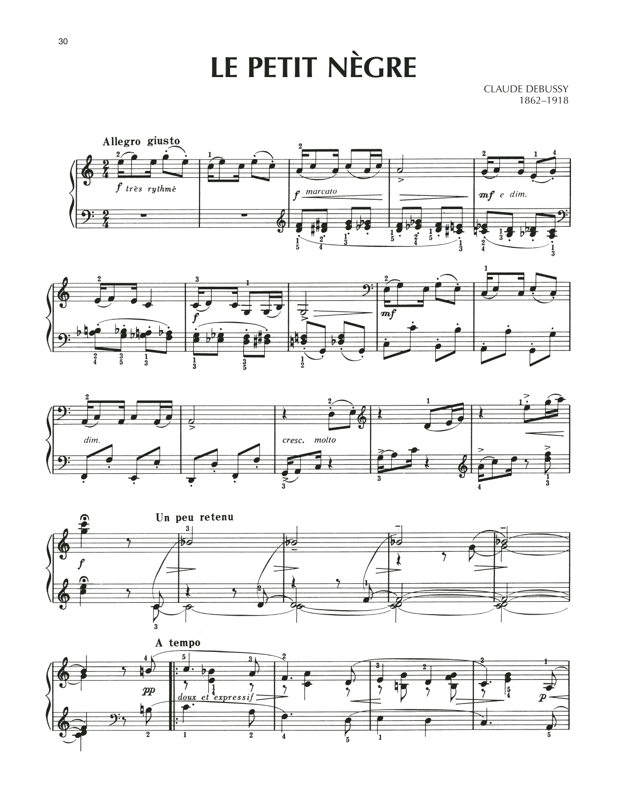 Claude Debussy Le Petit Negre sheet music notes and chords. Download Printable PDF.