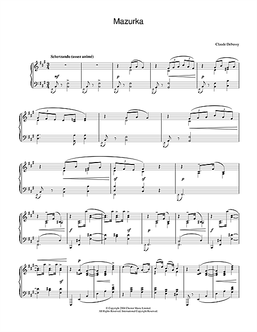 Claude Debussy Mazurka sheet music notes and chords. Download Printable PDF.