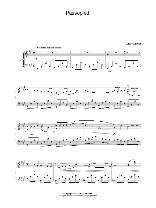 Claude Debussy Passepied (from Suite Bergamasque) sheet music notes and chords. Download Printable PDF.