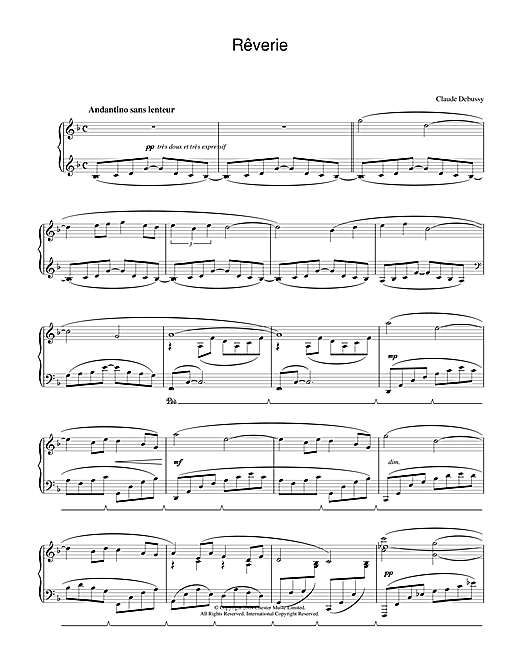 Claude Debussy Rêverie sheet music notes and chords. Download Printable PDF.