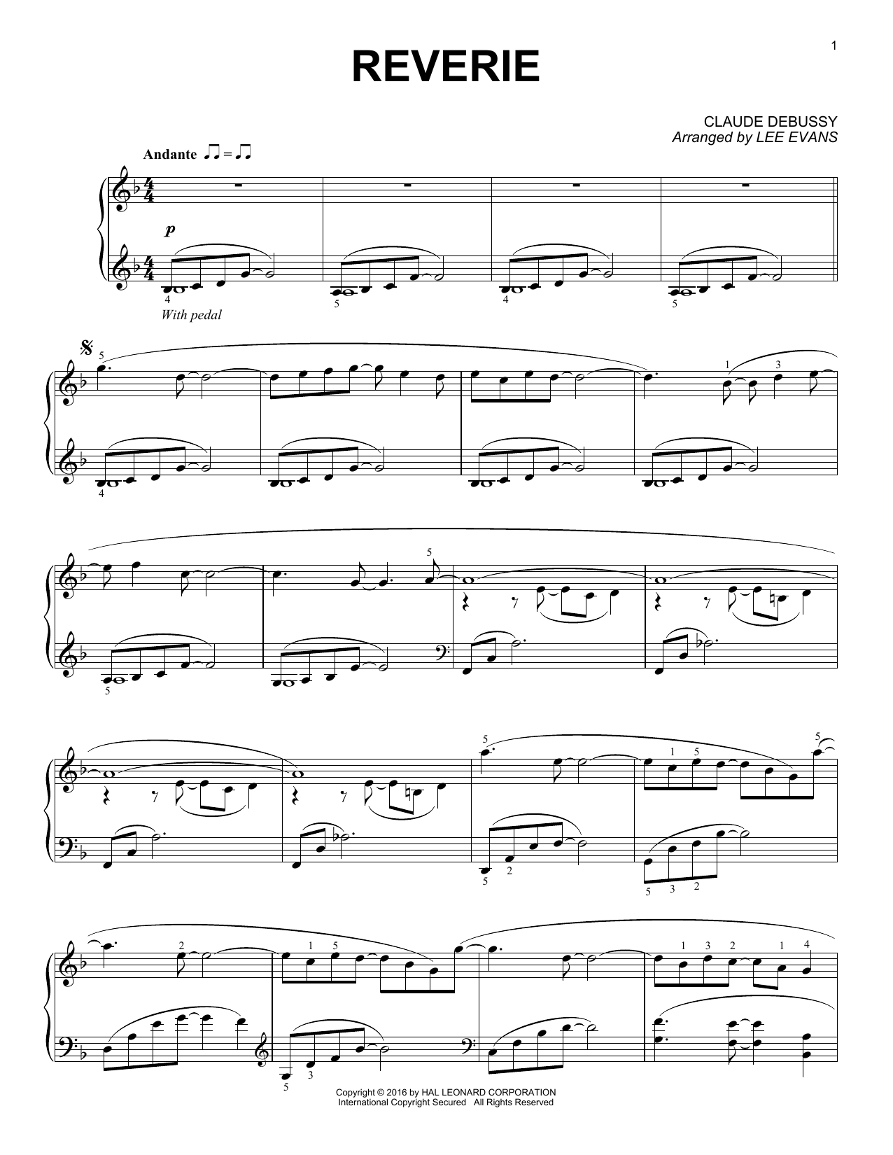 Learn to play Lee Evans Reverie sheet music for Piano Solo in minutes. Lee Evans Reverie sheet music notes and chords. Download Printable PDF.