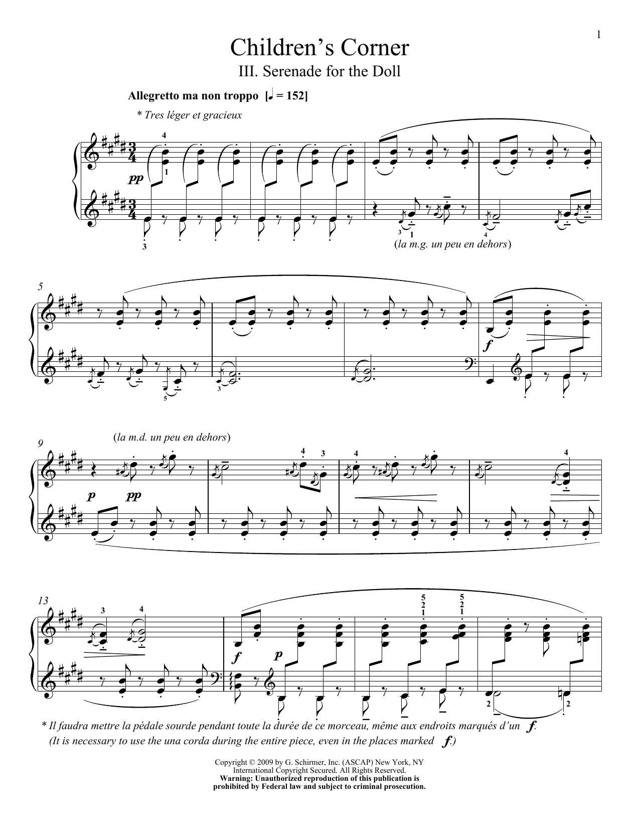 Claude Debussy Serenade For The Doll Sheet Music Pdf Notes Chords Children Score Piano Solo Download Printable Sku 69104