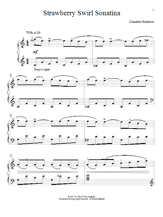 Claudette Hudelson Strawberry Swirl Sonatina sheet music notes and chords. Download Printable PDF.