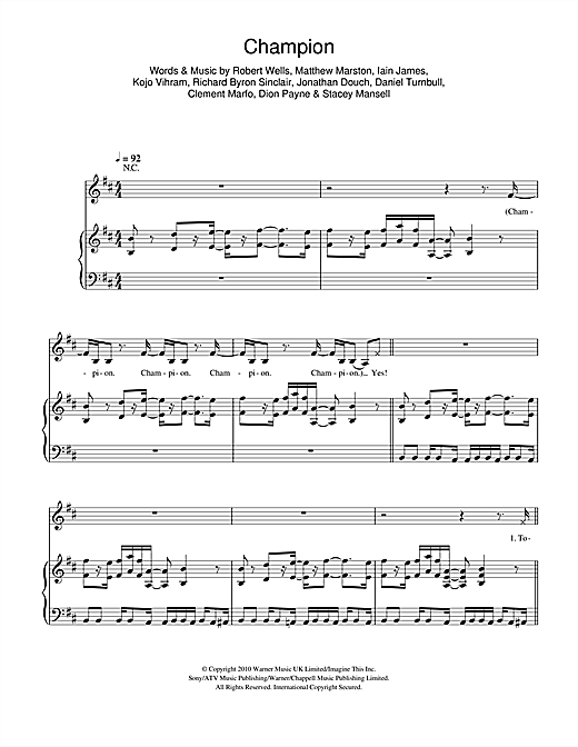 Clement Marfo Champion sheet music notes and chords. Download Printable PDF.