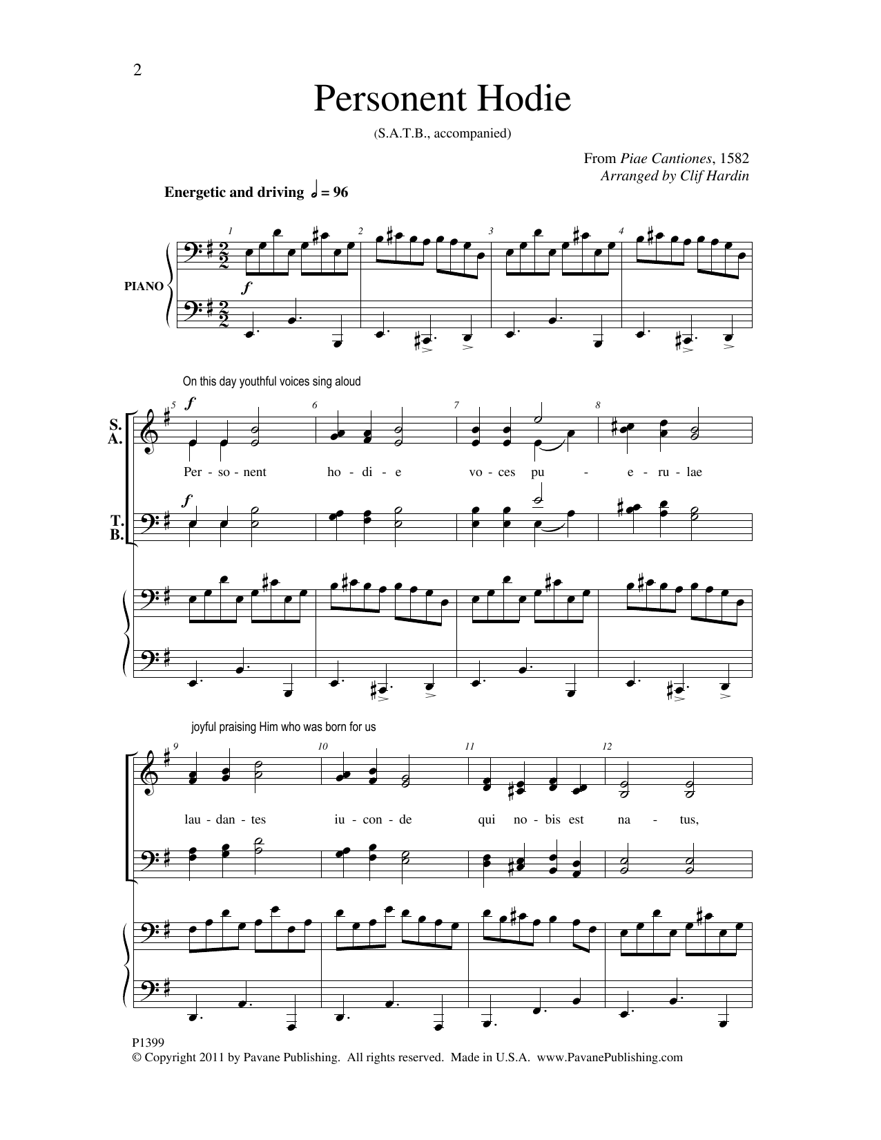 Clif Hardin Personent Hodie sheet music notes and chords. Download Printable PDF.