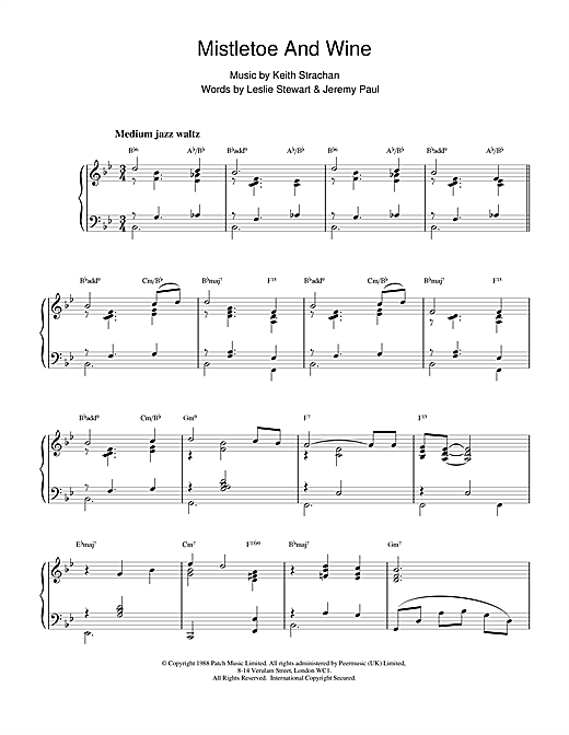 Learn to play Cliff Richard Mistletoe And Wine (jazzy arrangement) sheet music for Easy Piano in minutes. Cliff Richard Mistletoe And Wine (jazzy arrangement) sheet music notes and chords. Download Printable PDF.