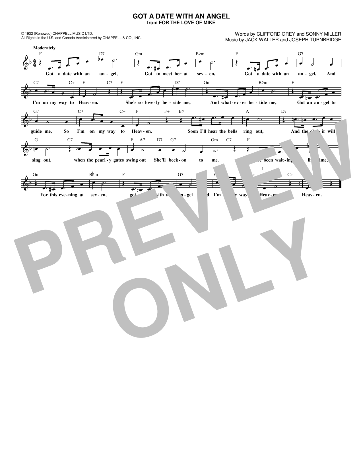 Learn to play Clifford Grey Got A Date With An Angel sheet music for Lead Sheet / Fake Book in minutes. Price: 5.9900$ Clifford Grey Got A Date With An Angel sheet music notes and chords arranged for Lead Sheet / Fake Book