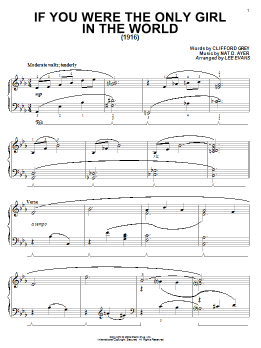 Learn to play Clifford Grey If You Were The Only Girl In The World sheet music for Piano Solo in minutes. Clifford Grey If You Were The Only Girl In The World sheet music notes and chords. Download Printable PDF.