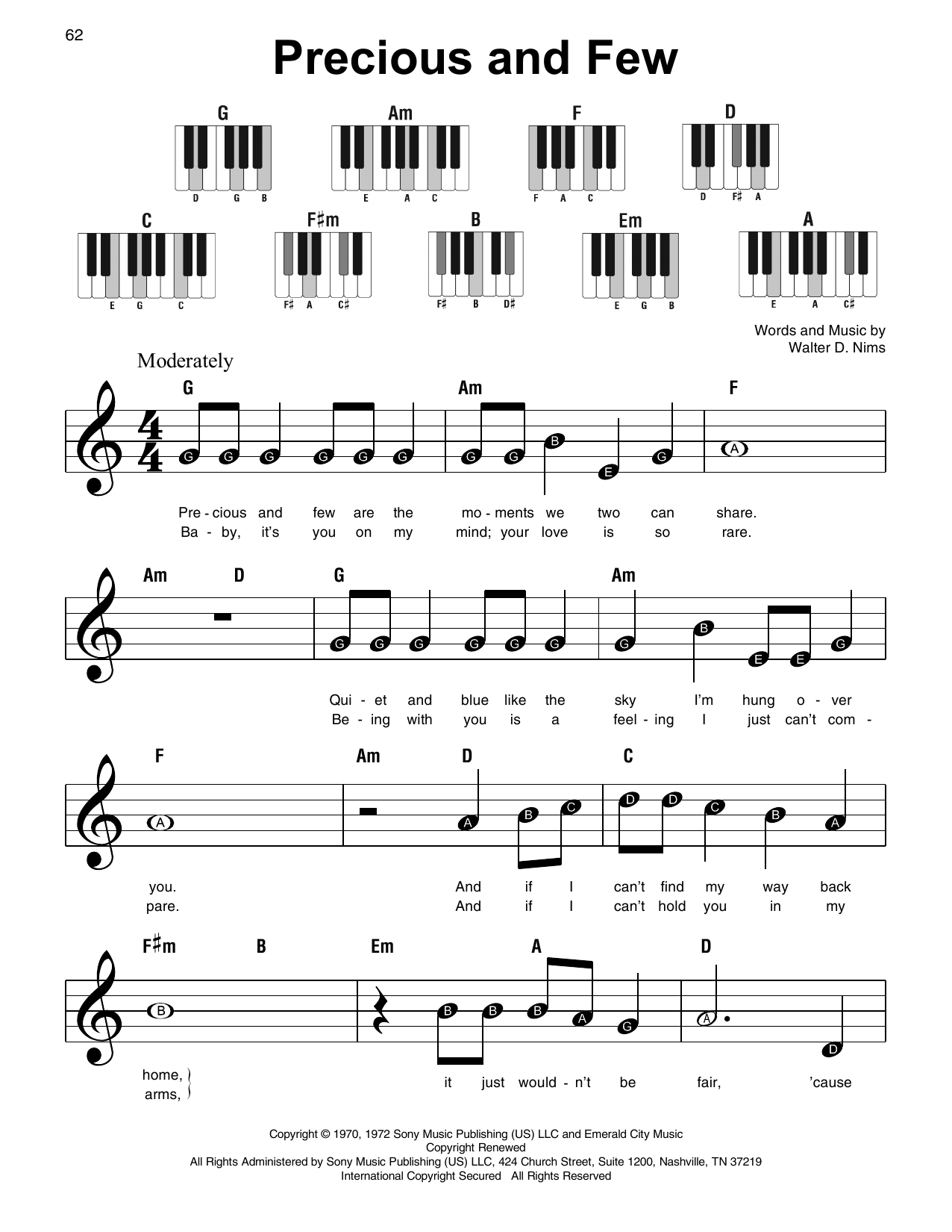 Climax Precious And Few sheet music notes and chords. Download Printable PDF.