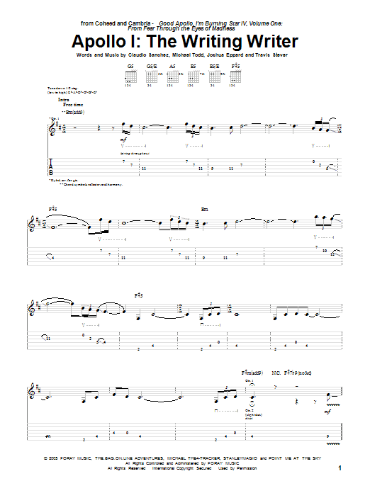 Coheed And Cambria Apollo I: The Writing Writer sheet music notes and chords. Download Printable PDF.