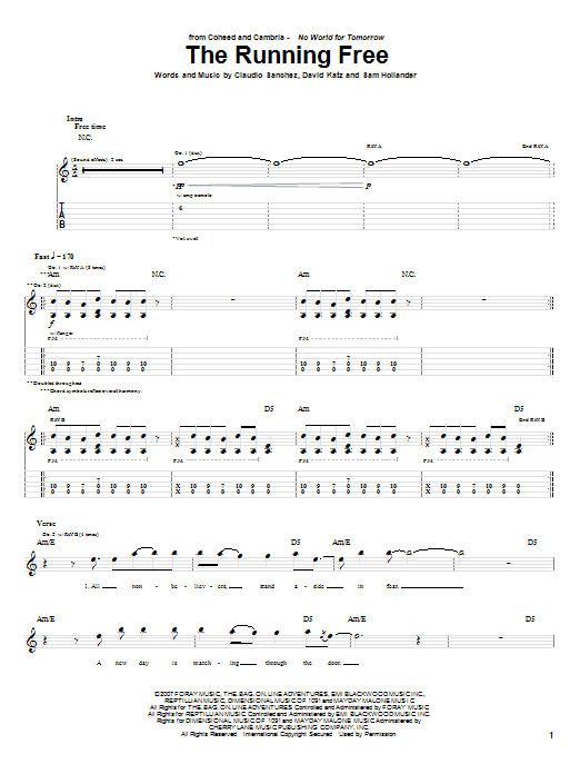 Learn to play Coheed And Cambria The Running Free sheet music for Guitar Tab in minutes. Price: 7.8900$ Coheed And Cambria The Running Free sheet music notes and chords arranged for Guitar Tab