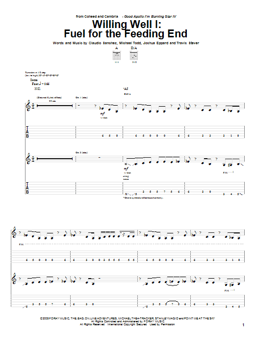 Learn to play Coheed And Cambria Willing Well I: Fuel For The Feeding End sheet music for Guitar Tab in minutes. Coheed And Cambria Willing Well I: Fuel For The Feeding End sheet music notes and chords. Download Printable PDF.