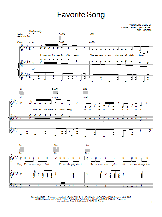 Colbie Caillat Favorite Song sheet music notes and chords. Download Printable PDF.