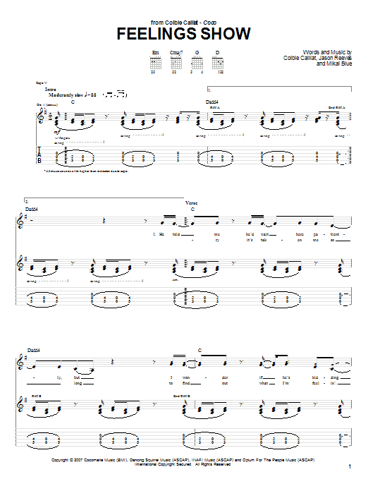 Colbie Caillat Feelings Show sheet music notes and chords. Download Printable PDF.