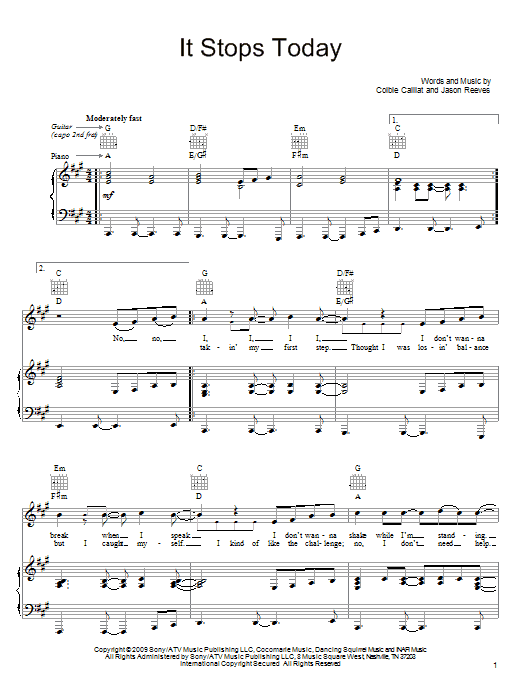 Learn to play Colbie Caillat It Stops Today sheet music for Piano, Vocal & Guitar (Right-Hand Melody) in minutes. Colbie Caillat It Stops Today sheet music notes and chords. Download Printable PDF.