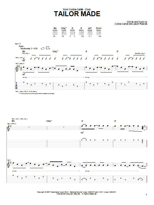 Learn to play Colbie Caillat Tailor Made sheet music for Guitar Tab in minutes. Price: 7.8900$ Colbie Caillat Tailor Made sheet music notes and chords arranged for Guitar Tab