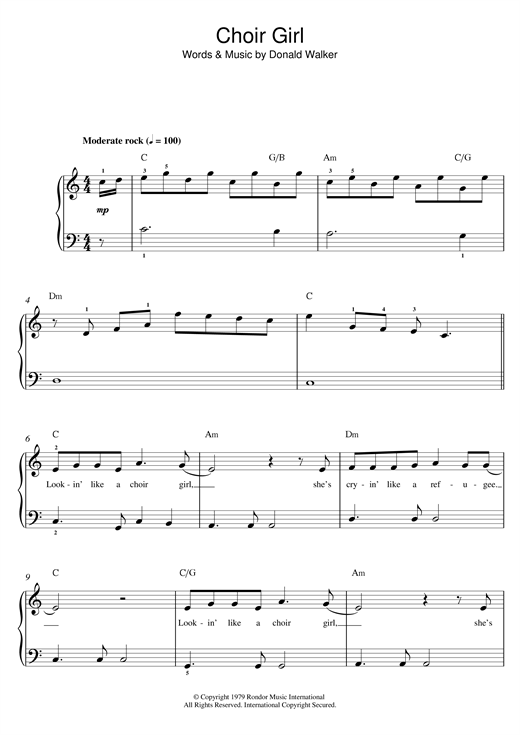 Cold Chisel Choir Girl sheet music notes and chords. Download Printable PDF.