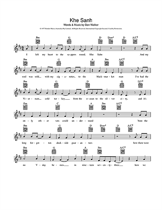 Cold Chisel Khe Sanh sheet music notes and chords. Download Printable PDF.