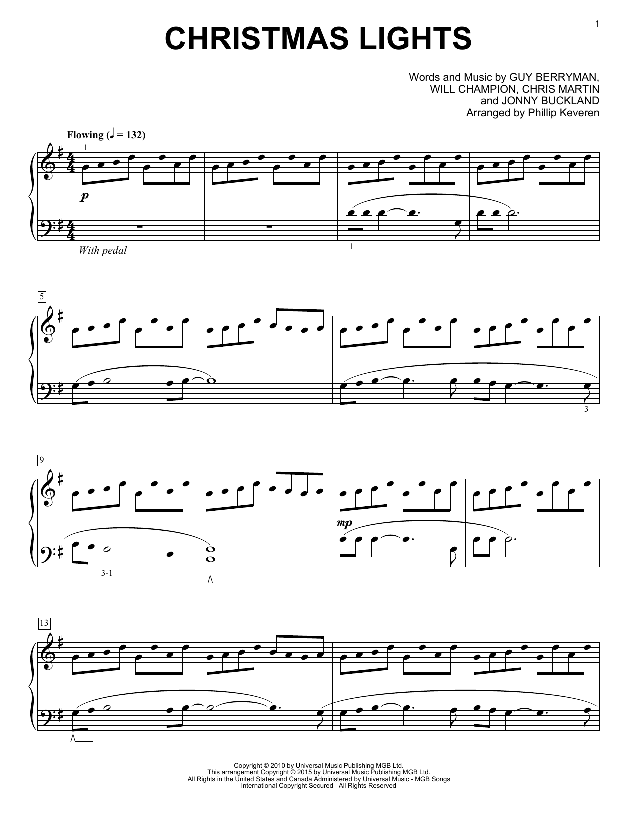 Coldplay Christmas Lights [Classical version] (arr. Phillip Keveren) sheet music notes and chords. Download Printable PDF.