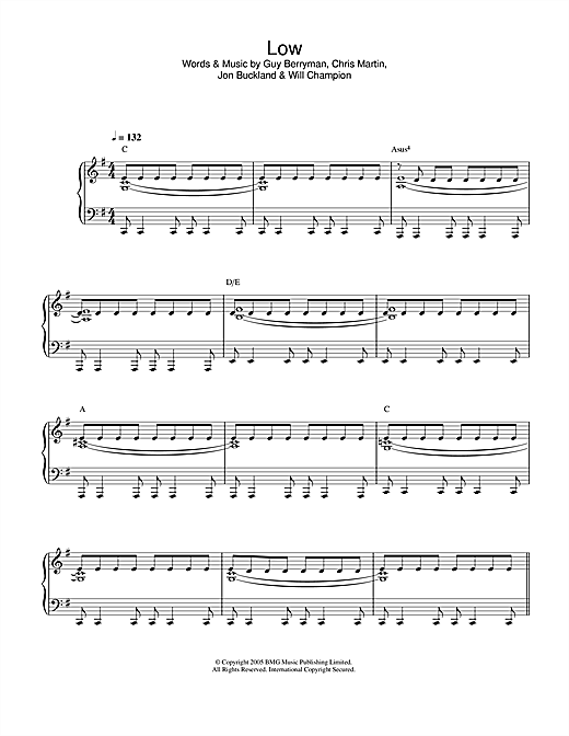 Learn to play Coldplay Low sheet music for Easy Piano in minutes. Coldplay Low sheet music notes and chords. Download Printable PDF.