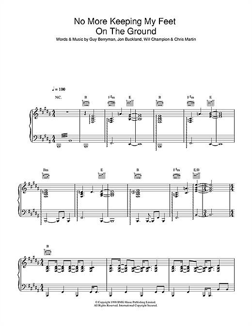 Coldplay No More Keeping My Feet On The Ground sheet music notes and chords. Download Printable PDF.