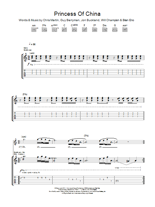 Coldplay Princess Of China (feat. Rihanna) sheet music notes and chords. Download Printable PDF.